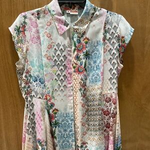 Washable silk cap sleeved blouse